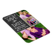 Rustikales Script Chalkboard Save the Date Foto Bl Magnet (Rechte Seite)