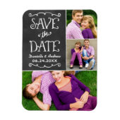 Rustikales Script Chalkboard Save the Date Foto Bl Magnet (Vertikal)