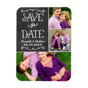 Rustikales Script Chalkboard Save the Date Foto Bl Magnet