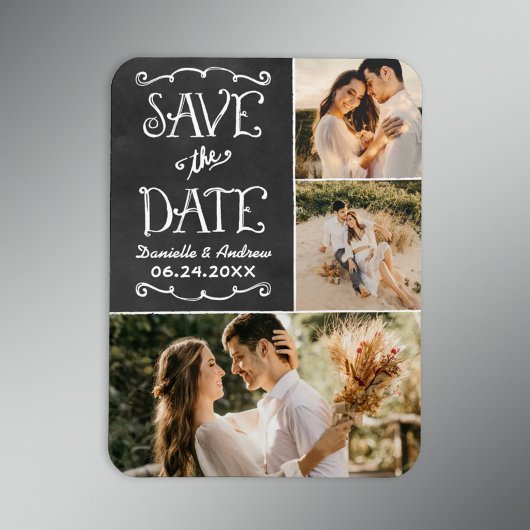 Rustikales Script Chalkboard Save the Date Foto Bl Magnet