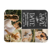 Rustikales Script Chalkboard Save the Date Foto Bl Magnet (Horizontal)