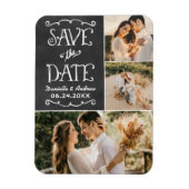 Rustikales Script Chalkboard Save the Date Foto Bl Magnet (Vertikal)