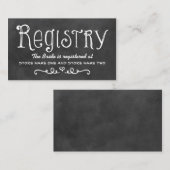 Rustikales Script-Chalkboard Wedding Black Registr Begleitkarte (Vorne/Hinten)