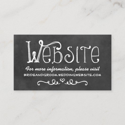 Rustikales Script Chalkboard Wedding Website Black Begleitkarte (Vorderseite)