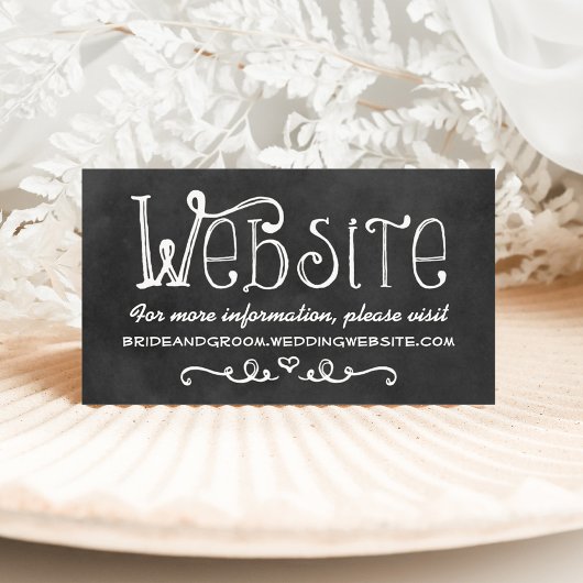 Rustikales Script Chalkboard Wedding Website Black Begleitkarte