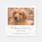 Rustikales Script-Dog-Foto Moderne Hochzeit Serviette (Vorderseite)