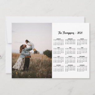Rustikales Script Family Foto 2026 Kalender 12 Mon Feiertagskarte