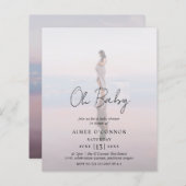 Rustikales Script Foto Budget Kinderdusche Einladu (Vorne/Hinten)