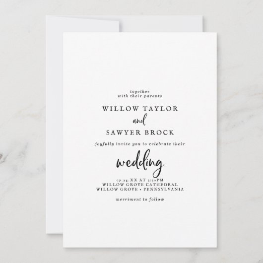 Rustikales Script-Foto Hochzeit Einladung (Rückseite)