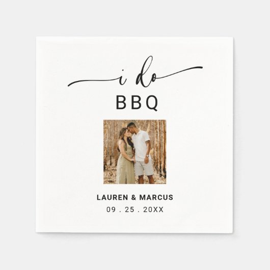 Rustikales Script-Foto I Do GRILLEN Engagement Par Serviette (Vorderseite)