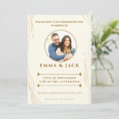 Rustikales Script-Foto im Gold-Stil - elegante Blä Einladung (Stehend Vorderseite)