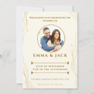 Rustikales Script-Foto im Gold-Stil - elegante Blä Einladung