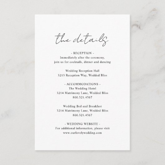 Rustikales Script-Foto Moderne Hochzeit Begleitkarte (Vorderseite)