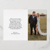 Rustikales Script Foto Moderne Hochzeit Danke Kart Folieneinladung (Rückseite)