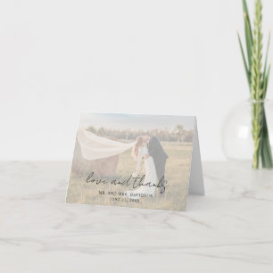 Rustikales Script-Foto Moderne Hochzeit Dankeskarte