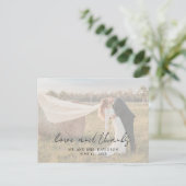 Rustikales Script-Foto Moderne Hochzeit Vielen Dan Postkarte (Stehend Vorderseite)