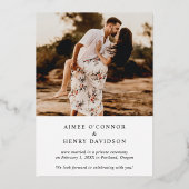 Rustikales Script-Foto Moderne Hochzeitsempfehlung Folieneinladung (Rückseite)