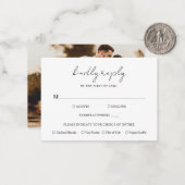 Rustikales Script-Foto Moderne Wedding Mini RSVP-K Mitteilungskarte (Vorderseite/Rückseite Beispiel)