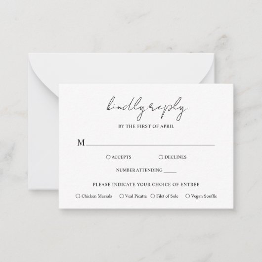 Rustikales Script-Foto Moderne Wedding Mini RSVP-K Mitteilungskarte (Vorderseite)