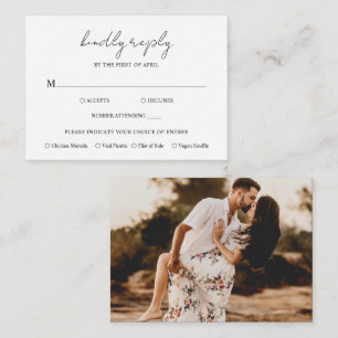 Rustikales Script-Foto Moderne Wedding Mini RSVP-K Mitteilungskarte