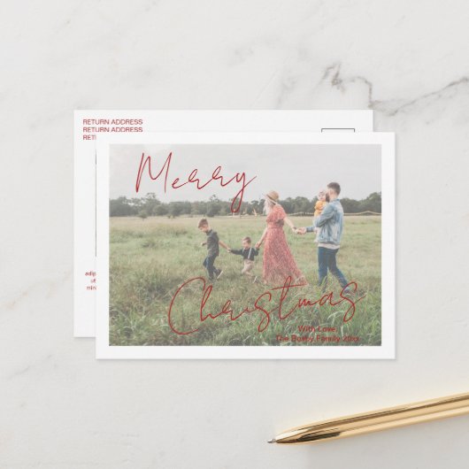 Rustikales Script-Foto Modernes Weihnachten (Vorderseite/Rückseite Beispiel)