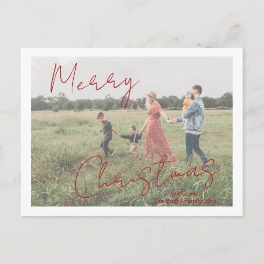 Rustikales Script-Foto Modernes Weihnachten (Vorderseite)