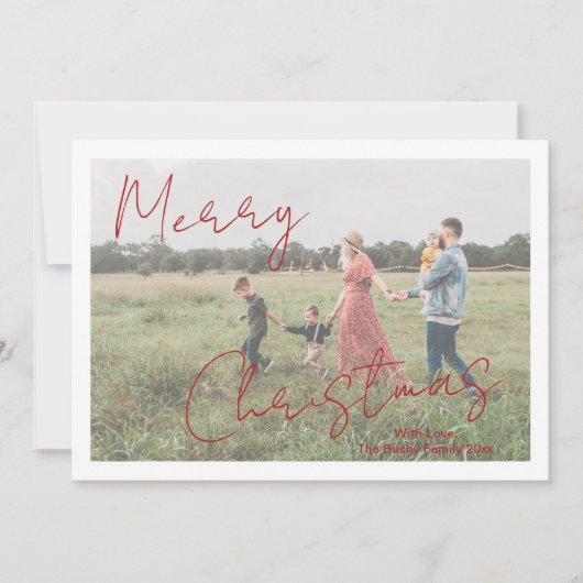 Rustikales Script-Foto Modernes Weihnachten (Vorderseite)