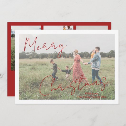 Rustikales Script-Foto Modernes Weihnachten (Vorne/Hinten)