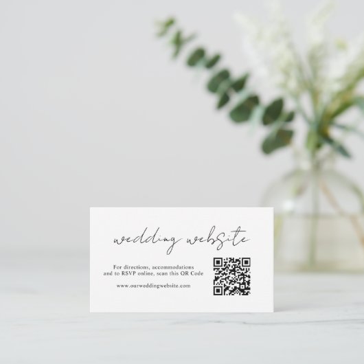 Rustikales Script Foto QR Code Moderne Hochzeit Begleitkarte (Stehend Vorderseite)