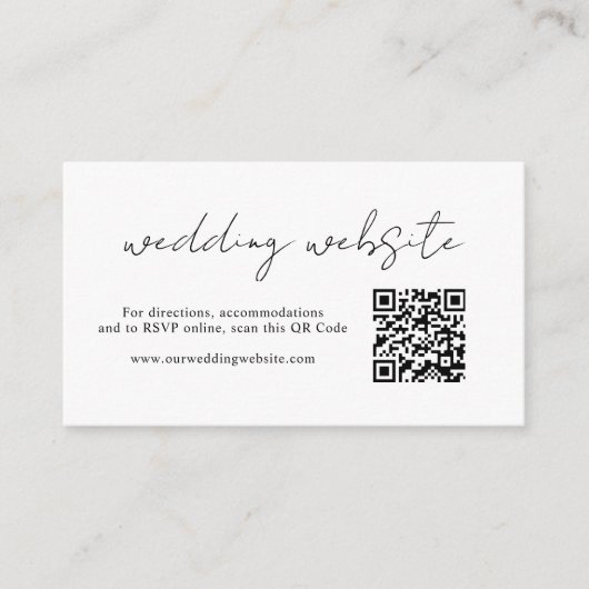 Rustikales Script Foto QR Code Moderne Hochzeit Begleitkarte (Vorderseite)