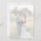 Rustikales Script-Foto Schwarz-weiß Hochzeit Einladung (Rückseite)