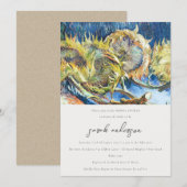 Rustikales Script-Gelb-Sonnenblumen-Brautparty Einladung (Vorne/Hinten)