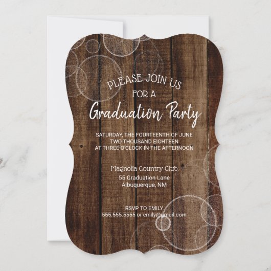 Rustikales Script Gold Bokeh Foto Abschluss Einladung (Rückseite)