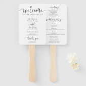 Rustikales Script-Hochzeitsprogramm Fächer (Vorne und Hinten)