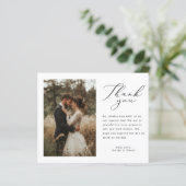 Rustikales Script-Hochzeitsskript-Foto Danke-Karte (Stehend Vorderseite)