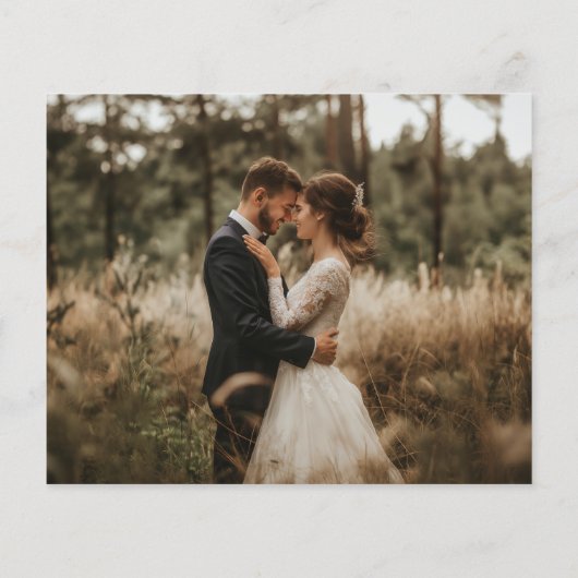 Rustikales Script-Hochzeitsskript-Foto Danke-Karte (Rückseite)