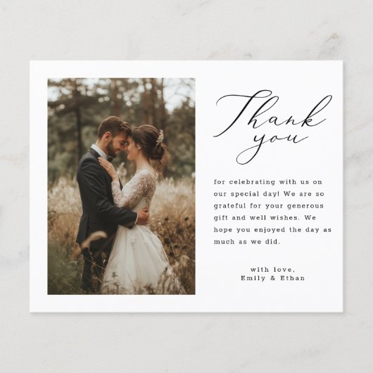 Rustikales Script-Hochzeitsskript-Foto Danke-Karte (Vorderseite)