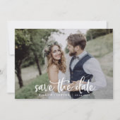 Rustikales Script Horizontal Dunkles Foto Save the Save The Date (Vorderseite)