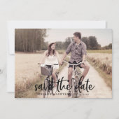 Rustikales Script Horizontal Light Foto Save the D Date (Vorderseite)