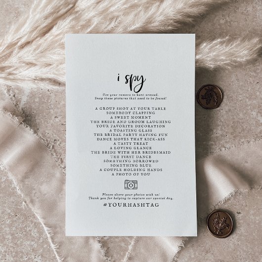 Rustikales Script I Spy Wedding Foto Scavenger Flyer