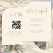 Rustikales Script QR Code Boho Cream Wedding Einladung