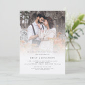 Rustikales Script QR Code Foto Overlay Einladung (Stehend Vorderseite)