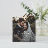 Rustikales Script Sunset Foto Hochzeit Einladungen (Stehend Vorderseite)