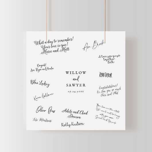 Rustikales Script Wedding Guest Signing Poster
