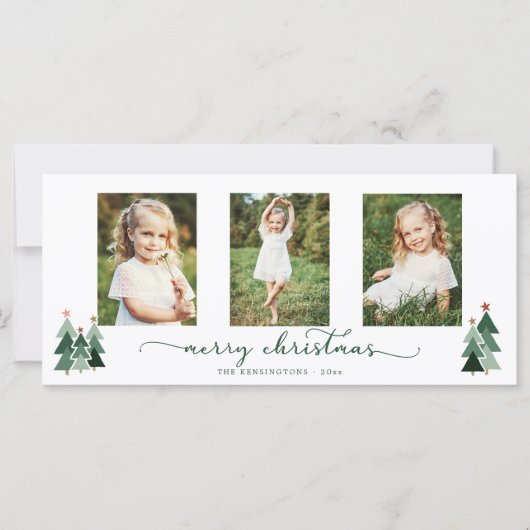 Rustikales Script Weihnachtsbaumen Feiertag 3 Foto (Vorderseite)