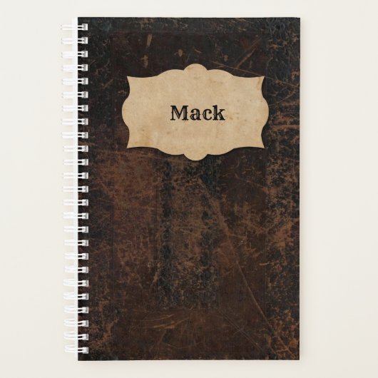Rustikales Scuffed Leather (Look) Personalisiert Planer (Vorderseite)