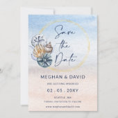 Rustikales Seashells Ocean Summer Beach Foto Save The Date (Vorderseite)