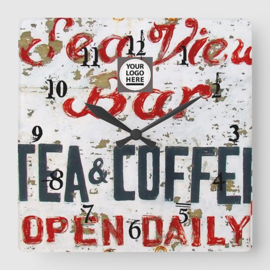 Rustikales Seaview Küste Themenhotel personalisier Quadratische Wanduhr (Vorderseite)