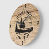 Rustikales Seehaus Familienname Große Wanduhr (Winkel)