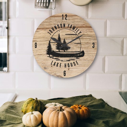 Rustikales Seehaus Familienname Große Wanduhr